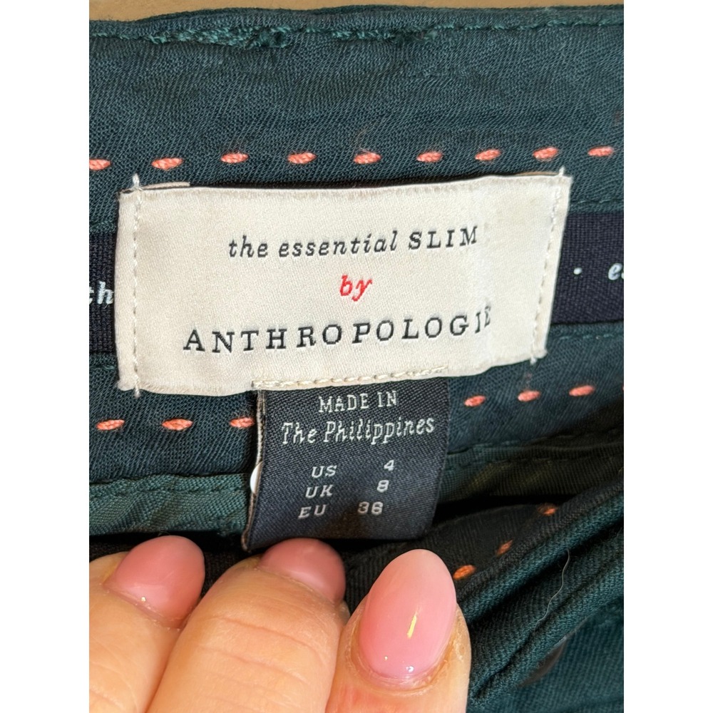 Anthropologie The Essential Slim Pants Forest Green Professional Trousers Size 4 - Picture 4 of 9